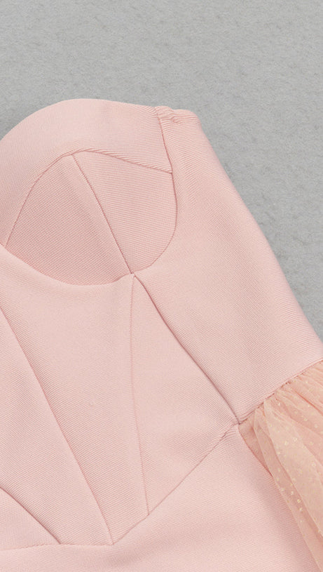 TULIP OFF SHOULDER RUFFLES ASYMMETRICAL MIDI DRESS