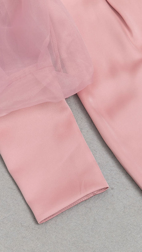 PUFF LONG SLEEVE MAXI DRESS IN PINK