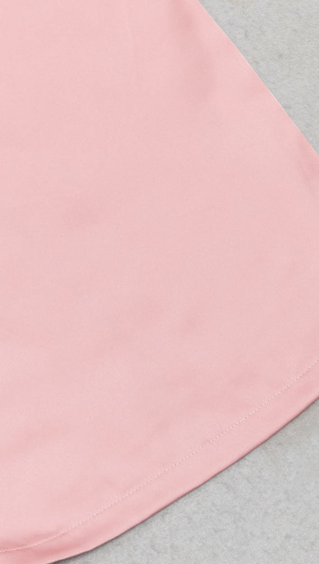 PUFF LONG SLEEVE MAXI DRESS IN PINK