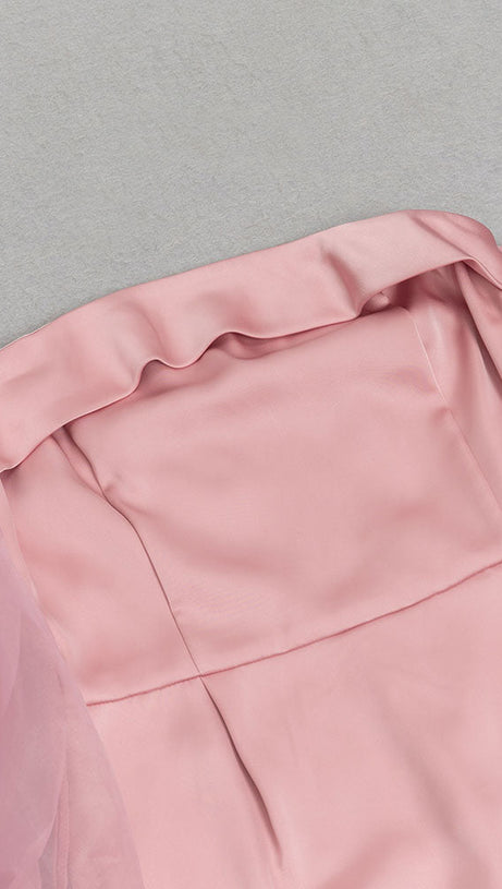 PUFF LONG SLEEVE MAXI DRESS IN PINK