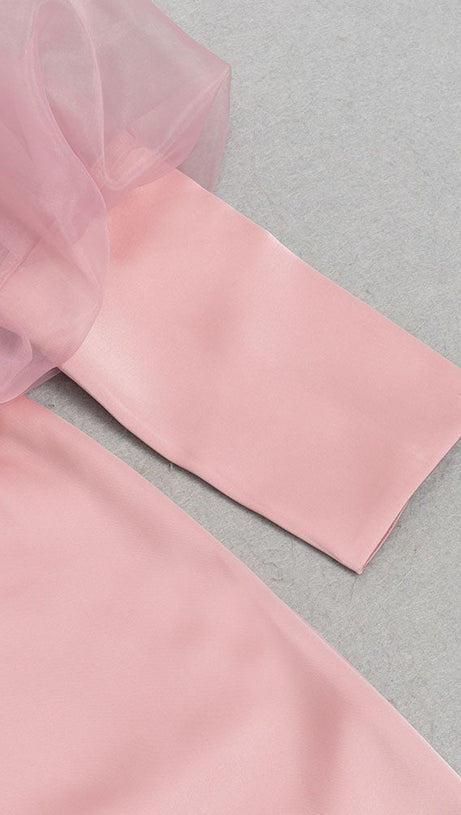 PUFF LONG SLEEVE MAXI DRESS IN PINK