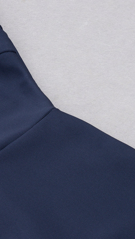 MIDIKLEID MIT ONE-SHOULDER-DETAIL DUNKELBLAU 