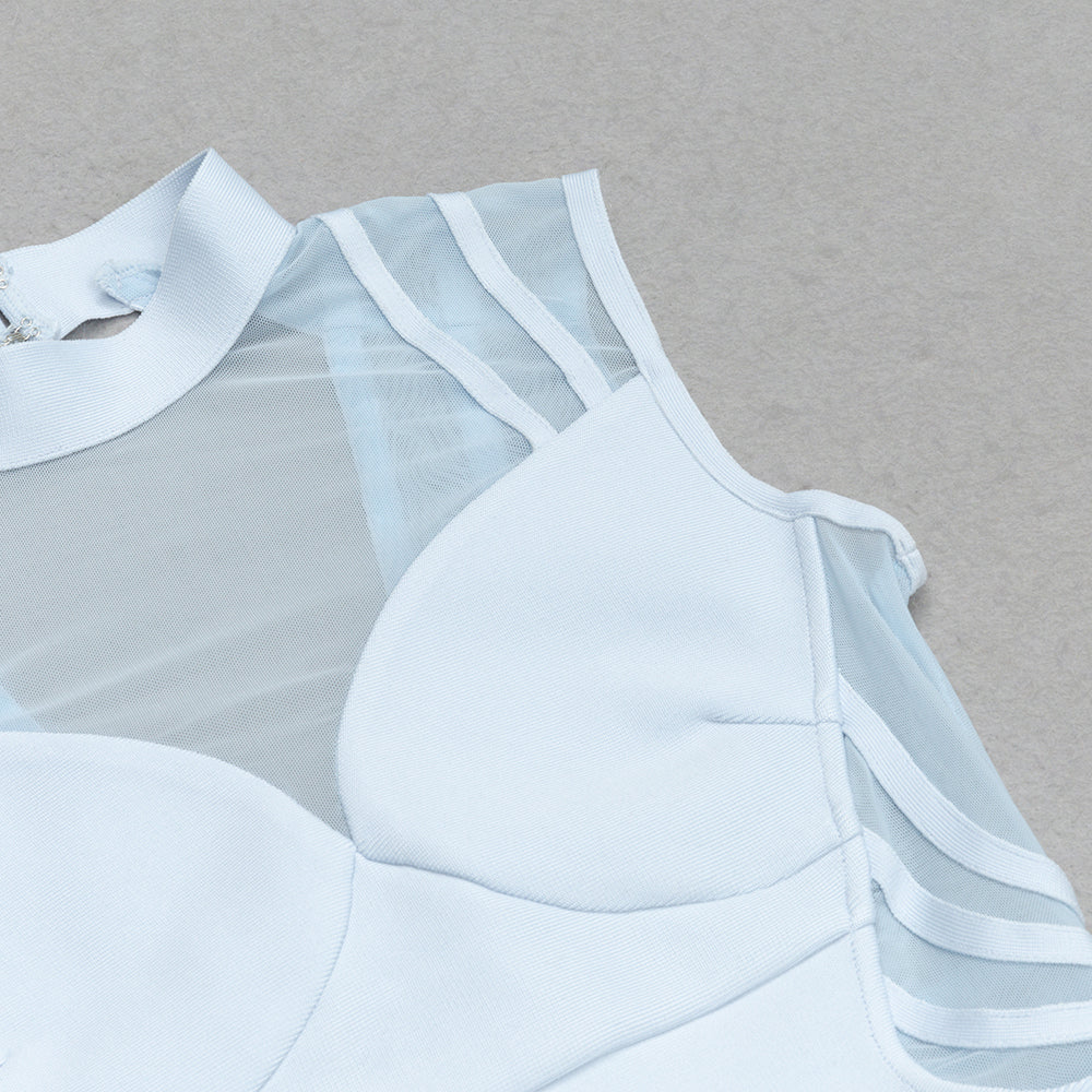 AIIZIE MESH INSERT RIBBED MIDI DRESS LIGHT BLUE - product image