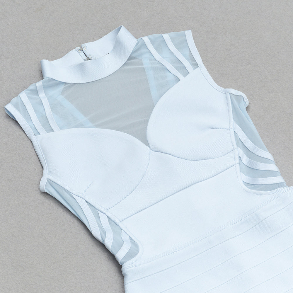 AIIZIE MESH INSERT RIBBED MIDI DRESS LIGHT BLUE - product image