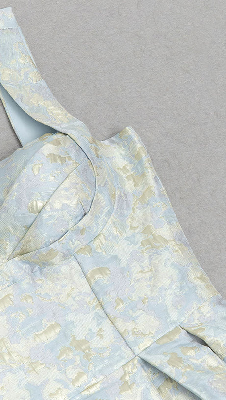 ABITO MIDI A LINEA BUSTIER ORO ACQUA 