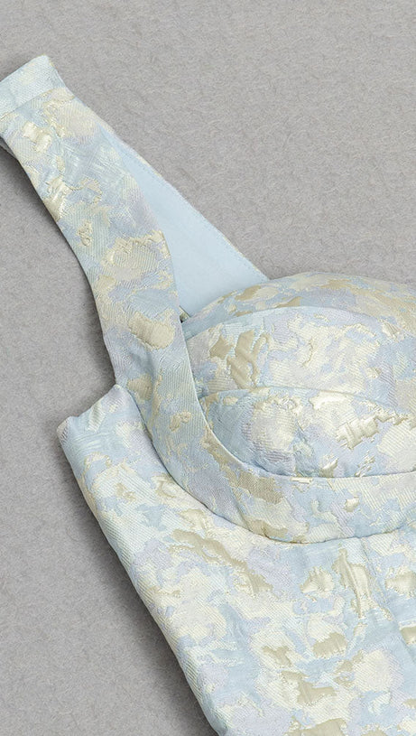 ABITO MIDI A LINEA BUSTIER ORO ACQUA 