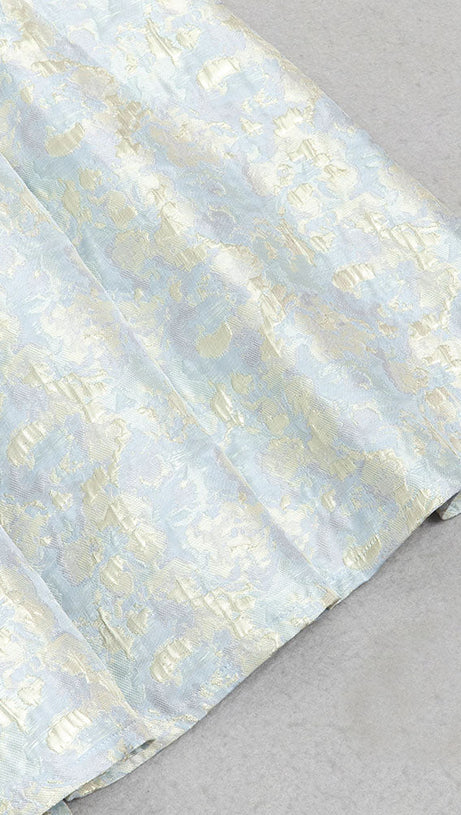 ABITO MIDI A LINEA BUSTIER ORO ACQUA 