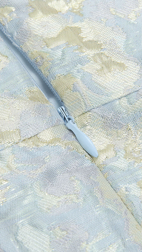 ABITO MIDI A LINEA BUSTIER ORO ACQUA 