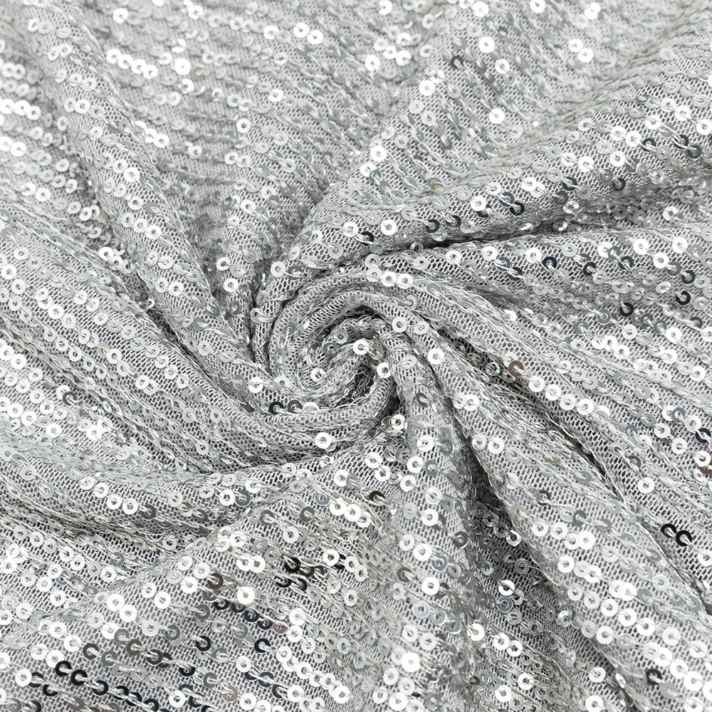 AIIZIE V-NECK SILVER SEQUIN SLIT BODYCON DRESS - product image