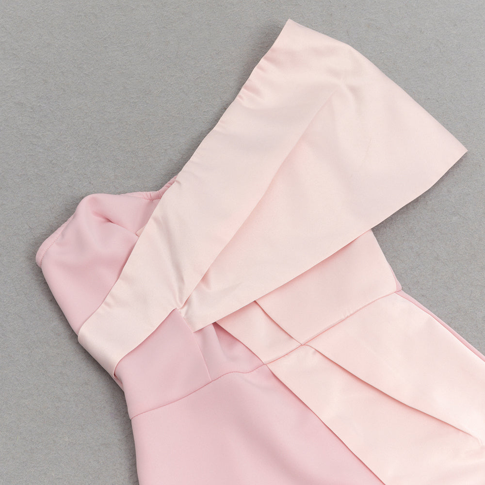 AIIZIE OFF-SHOULDER DRAPED MIDI DRESS IN PINK - product image