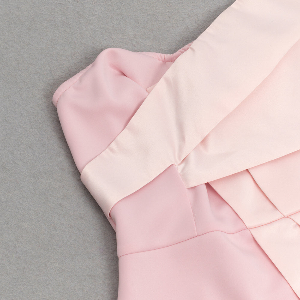 AIIZIE OFF-SHOULDER DRAPED MIDI DRESS IN PINK - product image