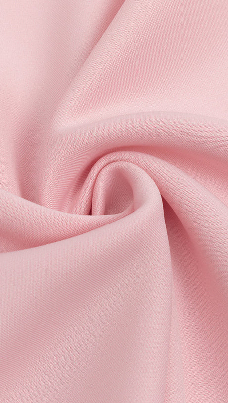 OFF-SHOULDER DRAPED MIDI DRESS IN PINK