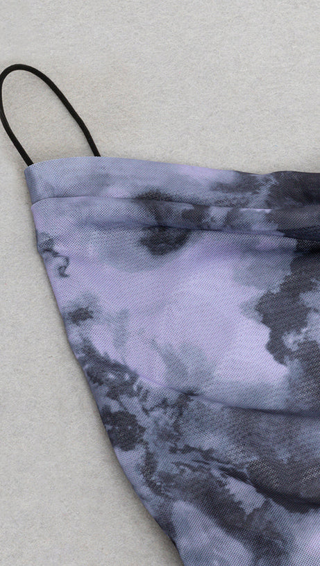 TIE DYE SPLIT THIGH MESH CAMI DRESS