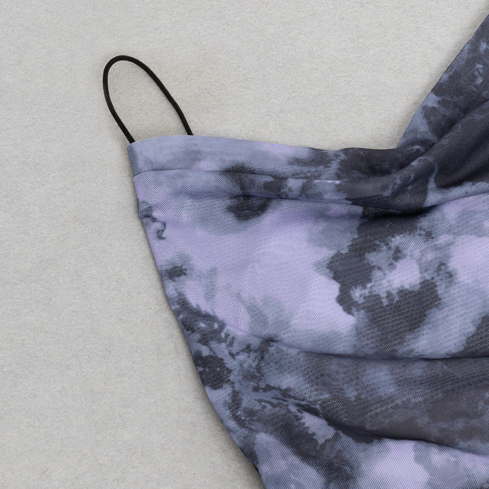 AIIZIE TIE DYE SPLIT THIGH MESH CAMI DRESS - product image