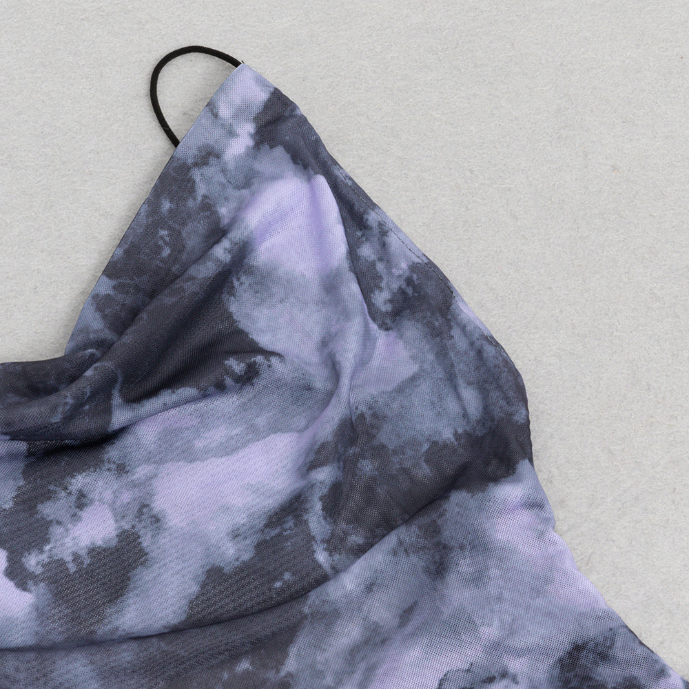 AIIZIE TIE DYE SPLIT THIGH MESH CAMI DRESS - product image