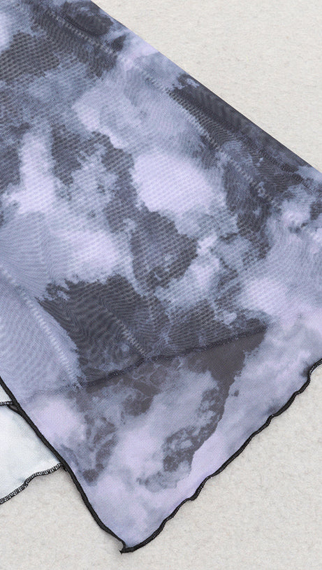 TIE DYE SPLIT THIGH MESH CAMI DRESS