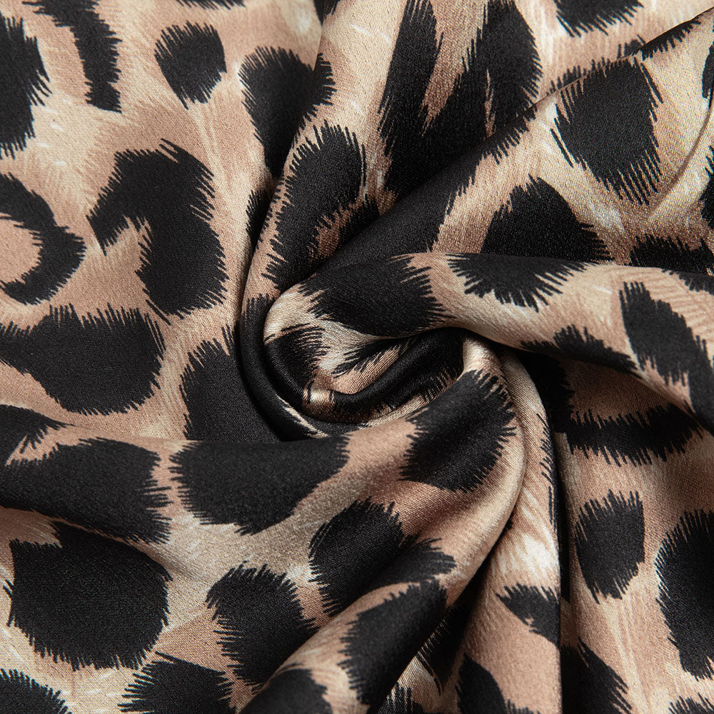 AIIZIE LEOPARD PRINT MOCK NECK RUFFLE TRIM WRAP HEM DRESS - product image