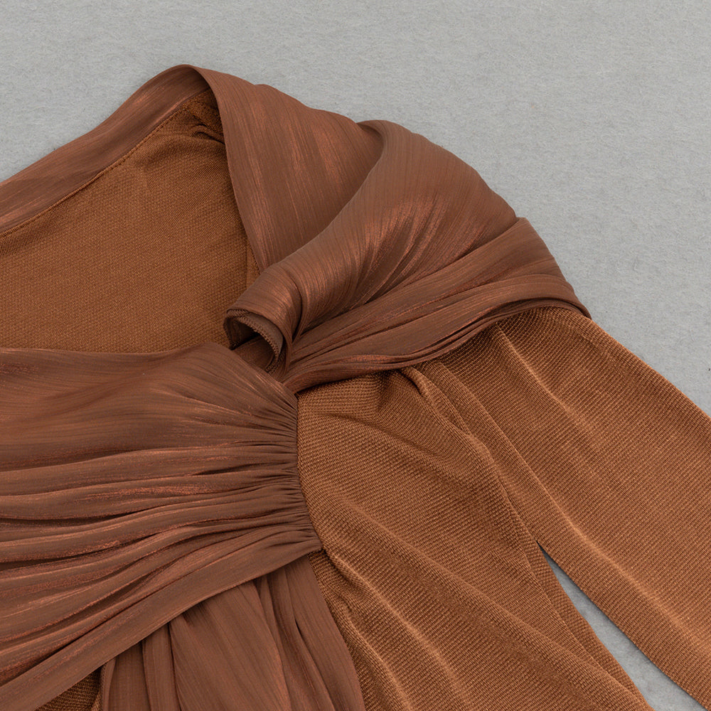 AIIZIE PLEATED STREAMER WRAP HIP FISHTAIL DRESS - product image