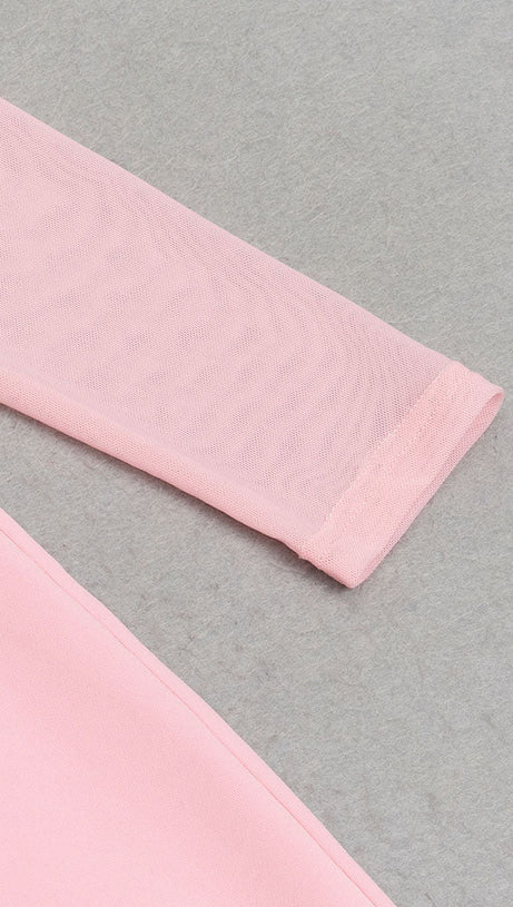 SATIN PATCHWORK RUCHED KNITTED DRESS