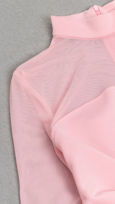 SATIN PATCHWORK RUCHED KNITTED DRESS