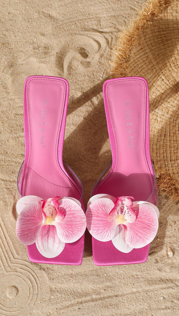 AIIZIE HOPPER PINK ORCHID SANDALS | CHIC FLORAL HEELS FOR SUMMER & VACATION - product image
