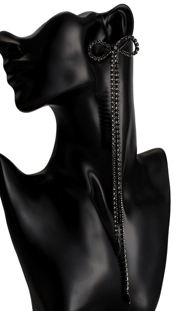 AIIZIE RHINESTONE BOW LONG CHAIN EARRINGS - product image