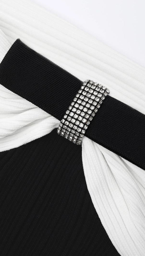 AIIZIE BLACK OFF-SHOULDER KNIT BOW MINI DRESS - product image