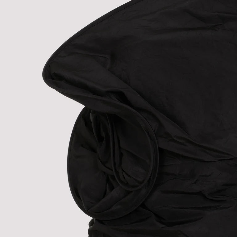 STRAPLESS RUFFLED TAFFETA MINI DRESS IN BLACK