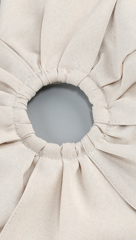 ALMA FLOWER DETAIL CUT OUT MIDI DRESS IN APRICOT