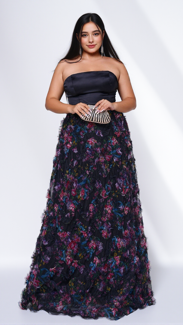 AIIZIE FLORA BANDEAU MESH MAXI DRESS - product image