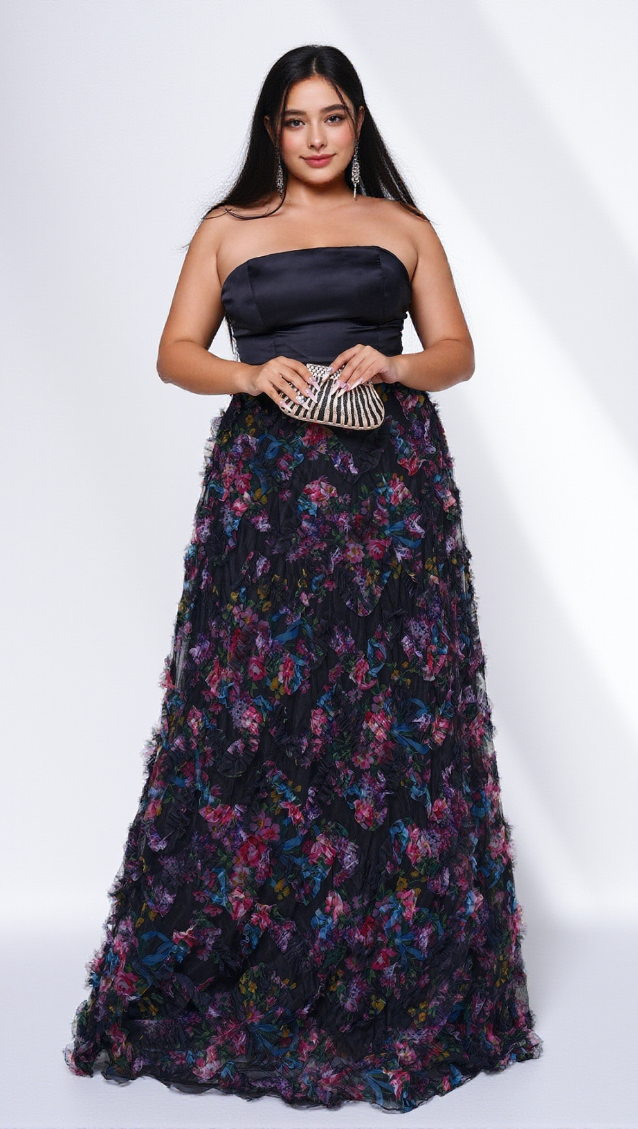 Flora Bandeau-Maxikleid aus Netzstoff