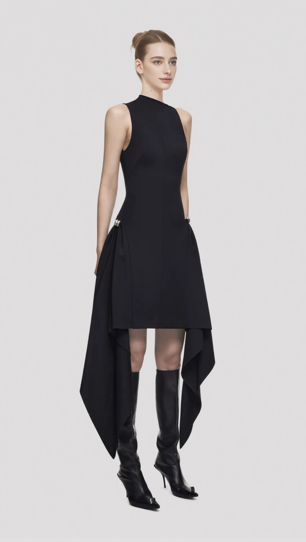 AIIZIE AMATO SLEEVELESS FRINGE MINI DRESS IN BLACK - product image