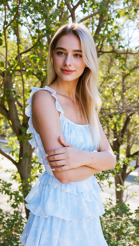 ABITO LUNGO CON BRETELLE AZZURRO