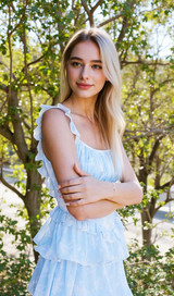 Light blue suspender cake maxi dress