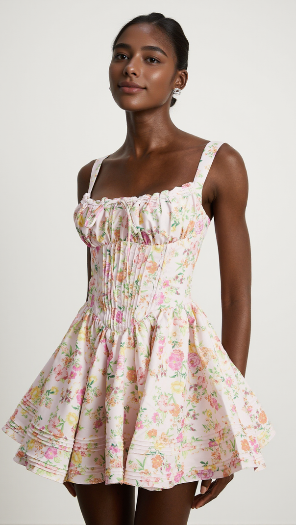 AIIZIE FLORAL PRINTED COTTON MINI DRESS - product image