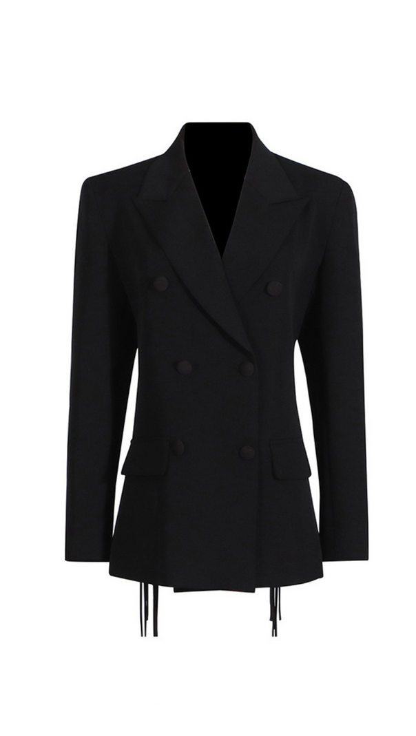 AIIZIE VIENNA HOLLOW FRINGE BACKLESS BLAZER IN BLACK - product image