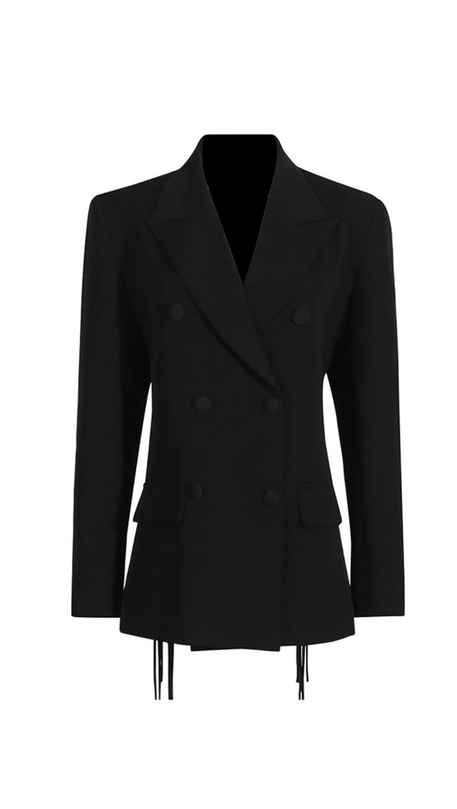VIENNA HOLLOW FRINGE BACKLESS BLAZER IN BLACK