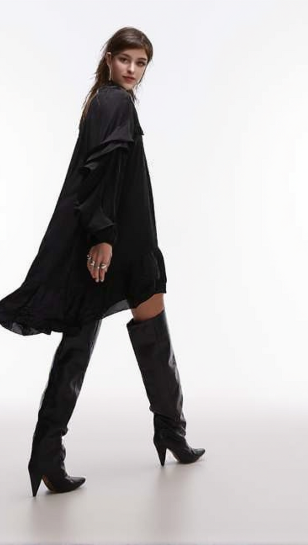 AIIZIE ALANI RUFFLED EMBELLISHED MINI DRESS IN BLACK - product image