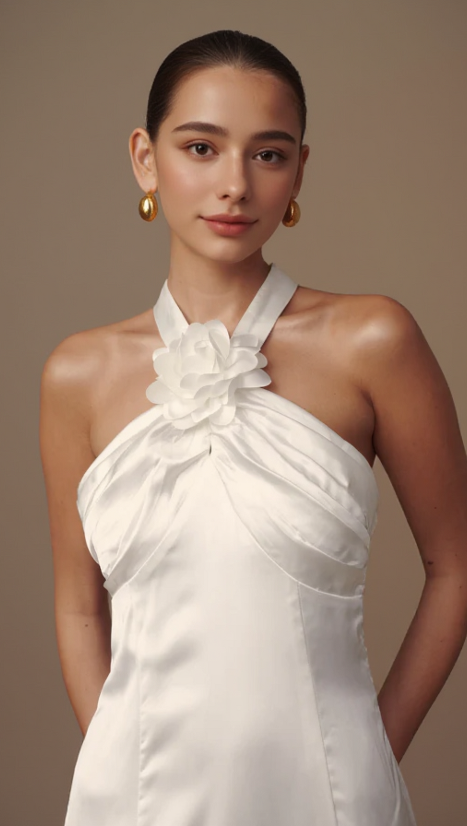 DYLAN ROSE HALTER MAXI DRESS IN WHITE