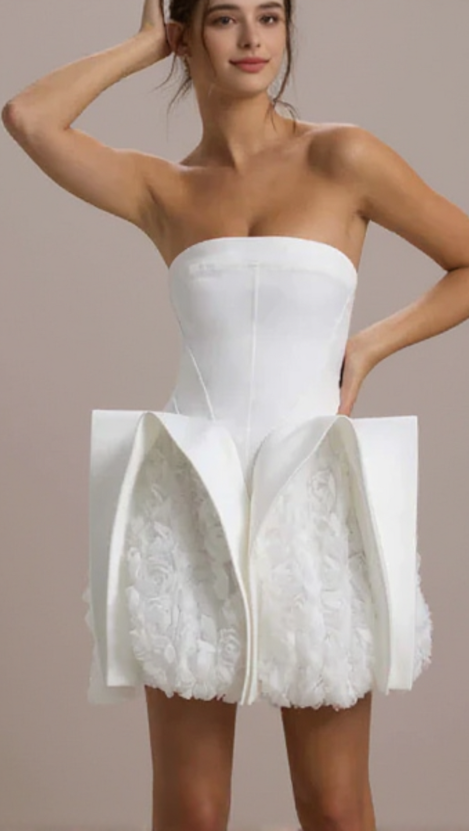 CALAIS STRAPLESS FLOWER MINI DRESS