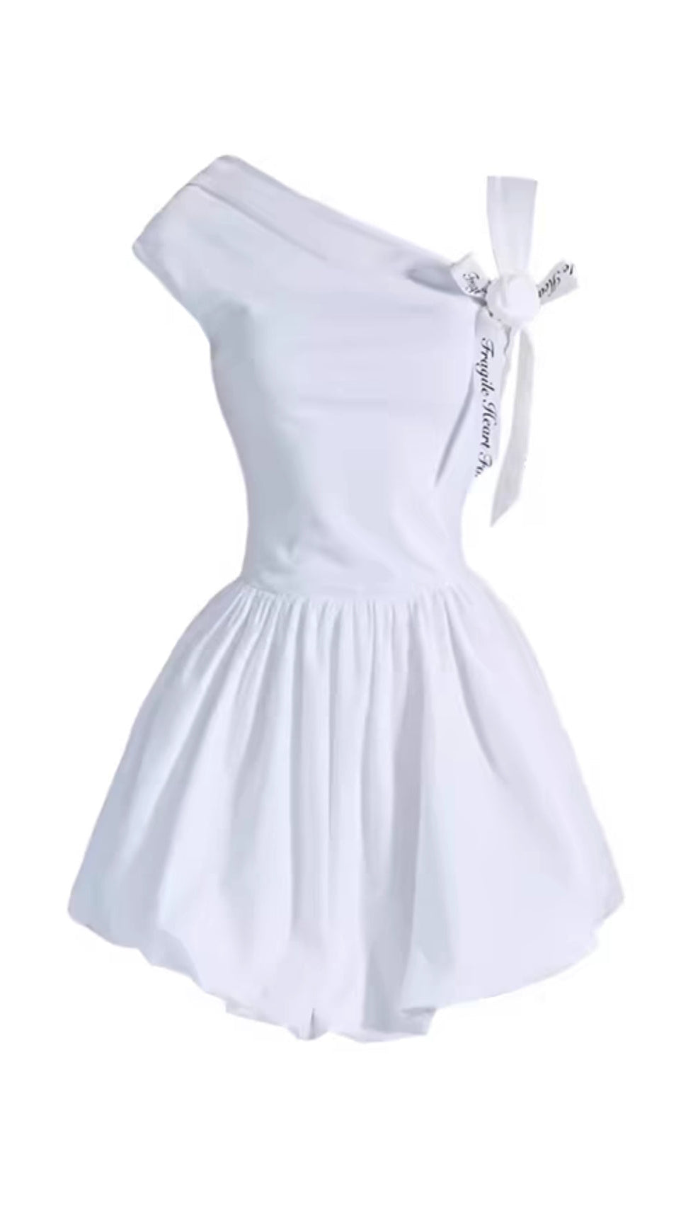 OFF-SHOULDER ROSE MINI DRESS IN WHITE