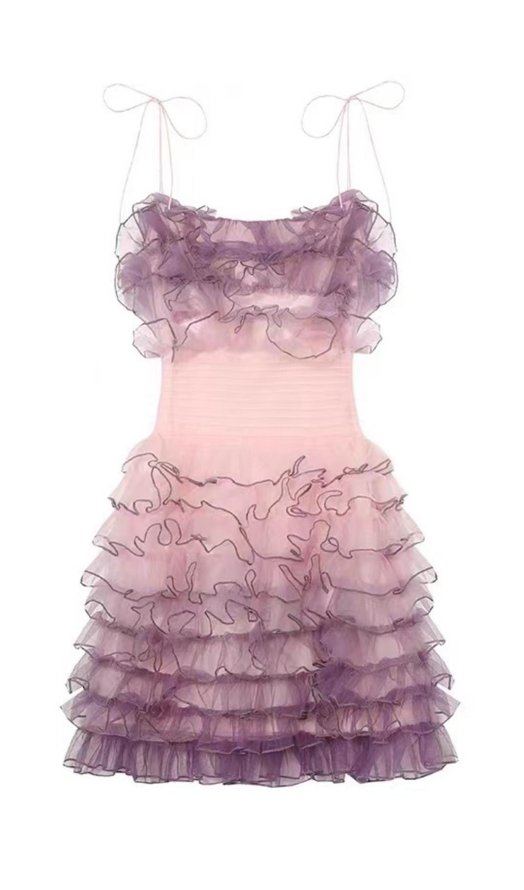 MINI ABITO A STRATI IN PIZZO SENZA SPALLINE