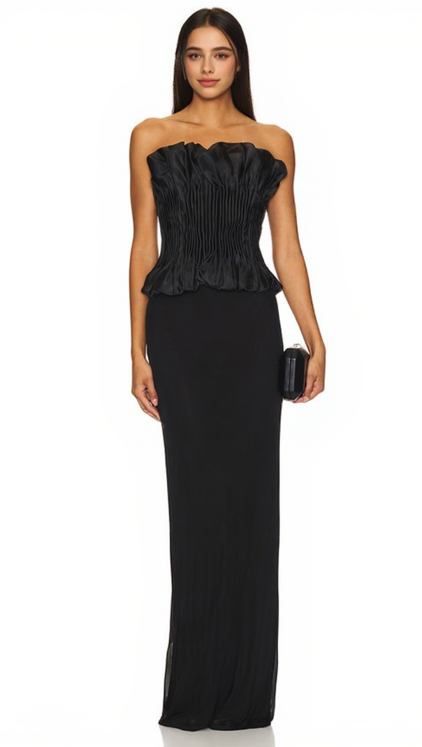 AIIZIE PRINT RUFFLE TRIM TOP IN BLACK - product image