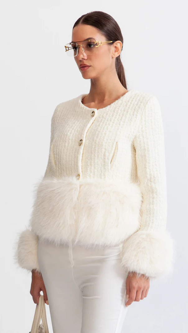 AIIZIE FAUX FUR COAT WITH WOOL BLEND - product image
