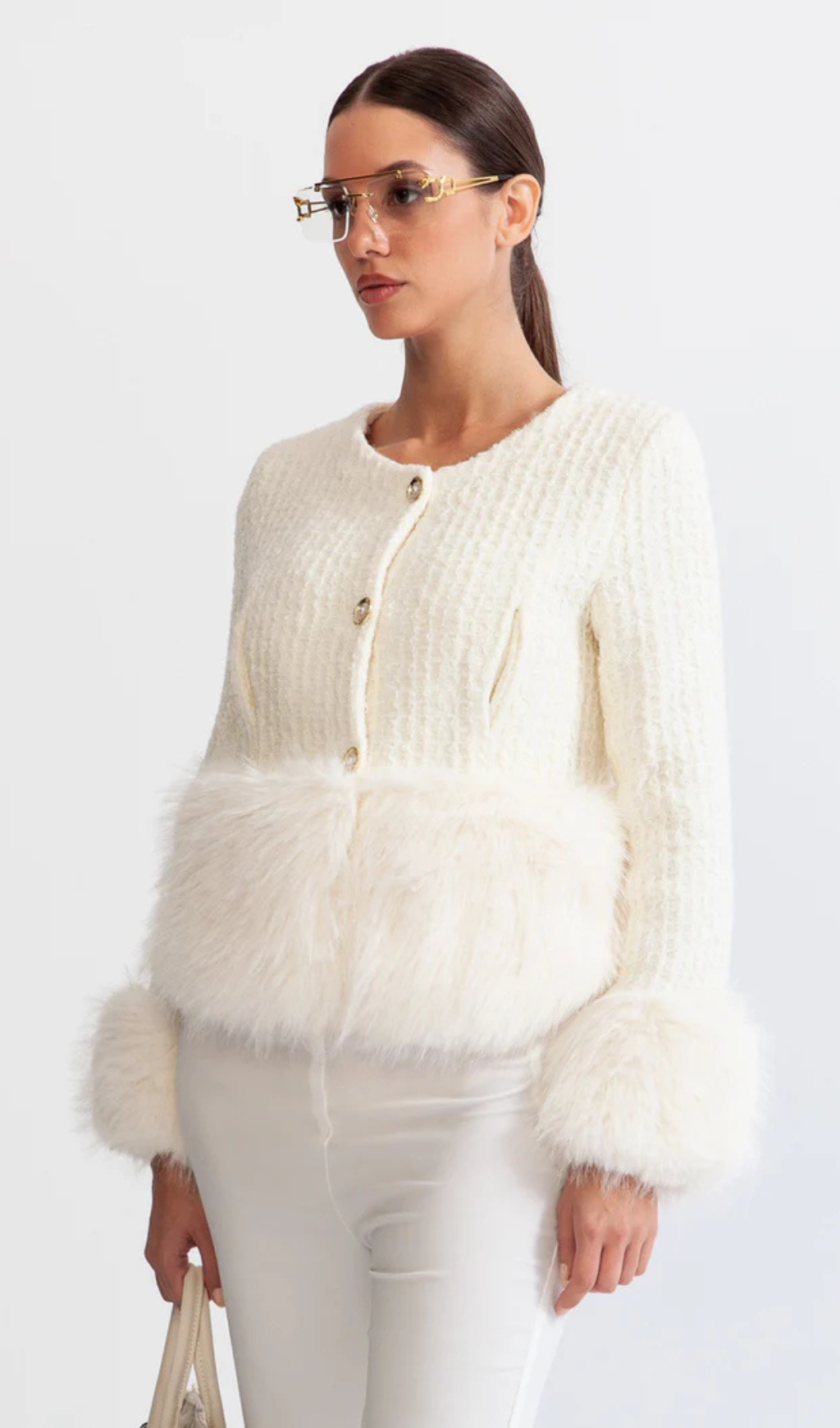 FAUX FUR COAT WITH WOOL BLEND
