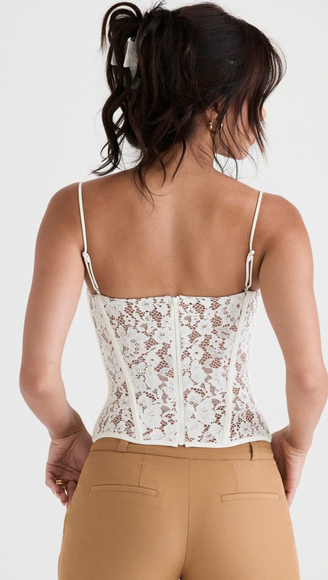 MILA IVORY LACE UNDERWIRED CORSET TOP