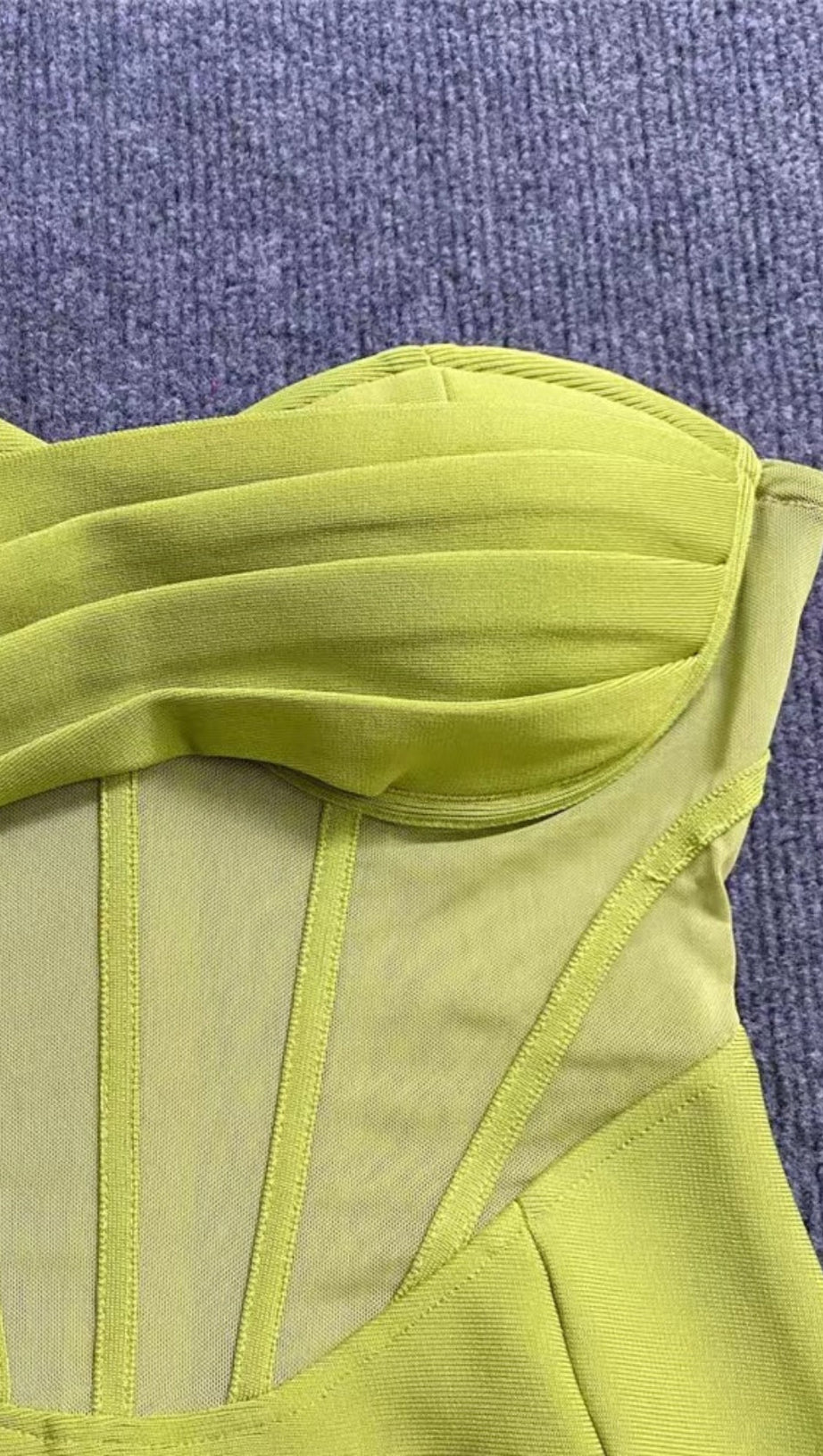 PATCHWORK STRAPLESS BANDAGE DRESS