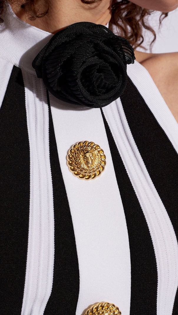 AIIZIE FLORAL-APPLIQUÉ PLEATED KNIT MINI DRESS - product image