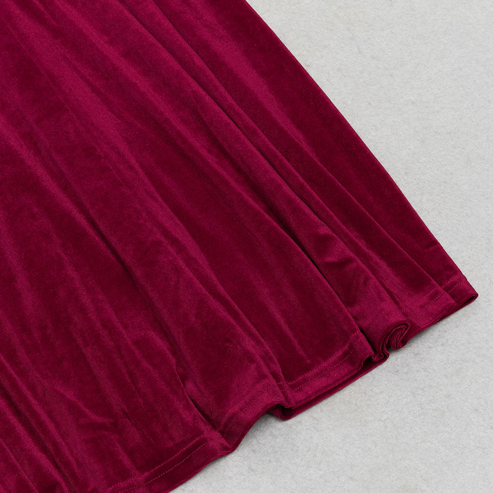 AIIZIE LONG SLEEVE STRAPLESS VELVET A-LINE DRESS - product image