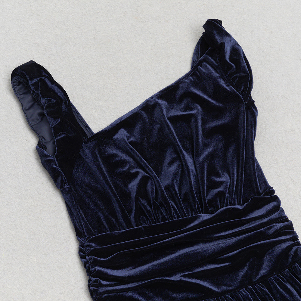 AIIZIE RUCHED WAIST VELVET MAXI DRESS - product image